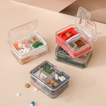 Imakara Mini Square Portable Sealed Medicine Cutter Dispenser Box, Red, Green, Blue, White
