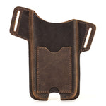 CONTATTI FAMIGLIA Fondina da cintura per cellulare con grande schermo in pelle Crazy Horse, Brown, Black