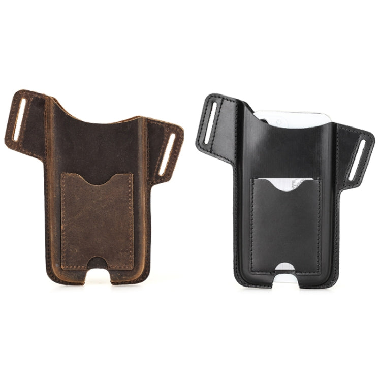 CONTATTI FAMIGLIA Fondina da cintura per cellulare con grande schermo in pelle Crazy Horse, Brown, Black
