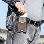 CONTATTI FAMIGLIA Fondina da cintura per cellulare con grande schermo in pelle Crazy Horse, Brown, Black