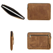 CONTATTI FAMIGLIA Custodia per laptop in pelle per Macbook Pro 14.2 pollici, Brown, Coffee