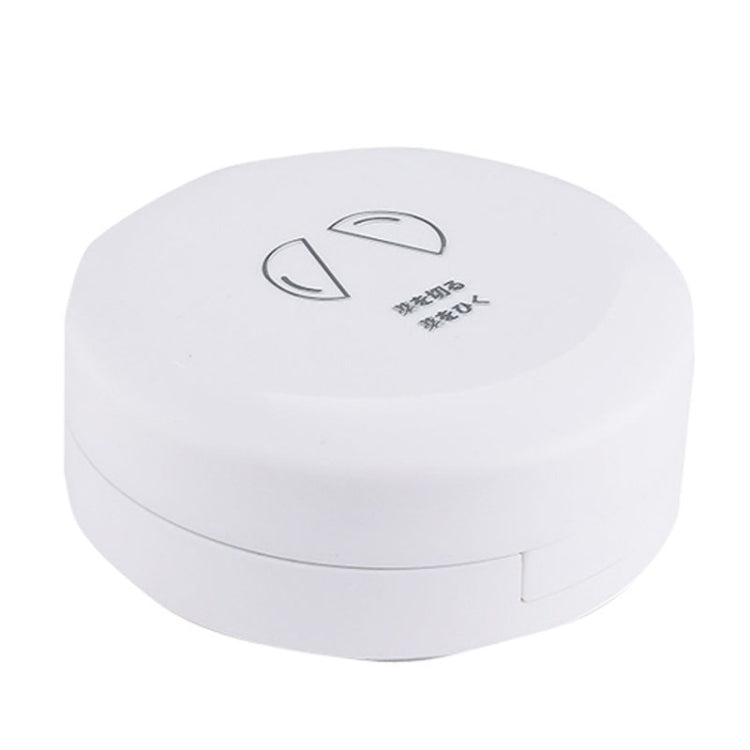 Scatola per medicinali portatile a otto griglie rotonde a doppio strato da 2 pezzi con taglierina, White, Blue