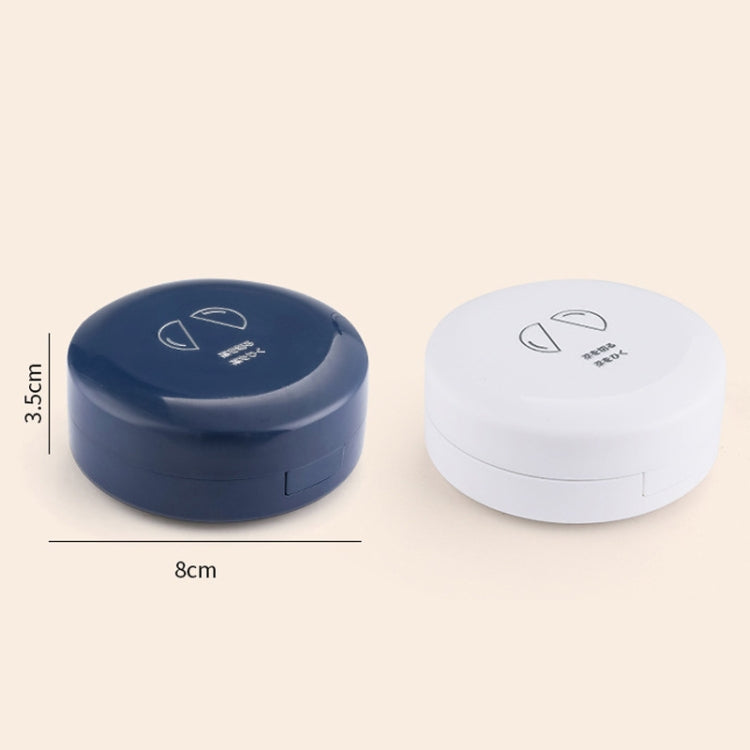 Scatola per medicinali portatile a otto griglie rotonde a doppio strato da 2 pezzi con taglierina, White, Blue