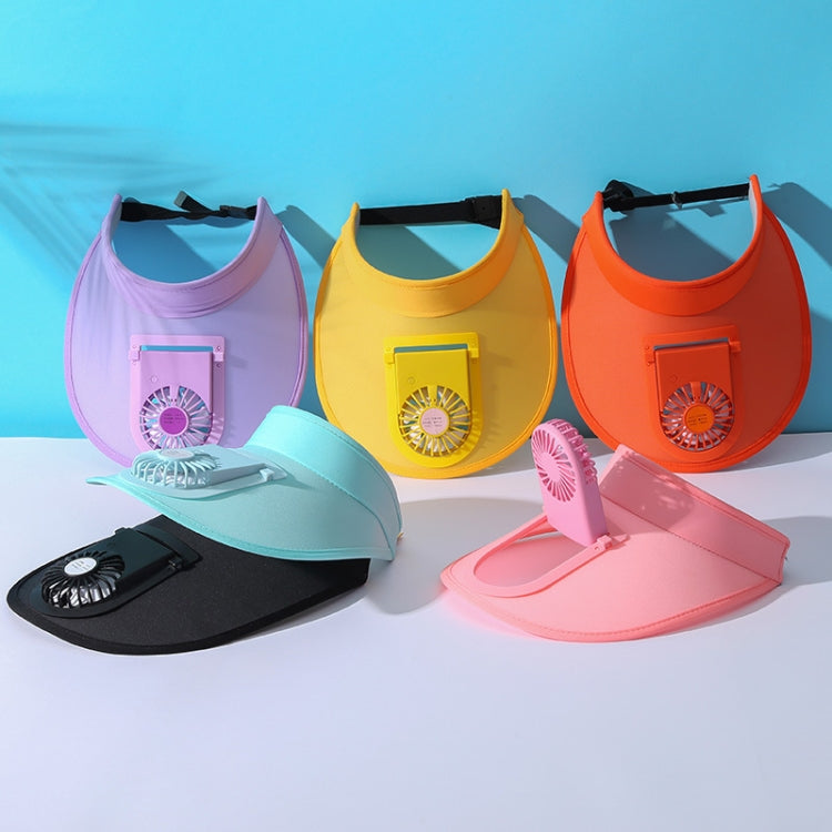 Cappello da ventilatore ricaricabile USB Parasole estivo Cappello da sole a tesa larga vuoto, Black, Sky Blue, Pink, Violet, Fluorescent Yellow, Orange Red