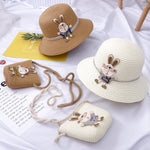 Cappello da sole per bambini Cappello di paglia Cappello da spiaggia e borsa Set