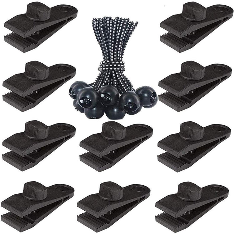 Set da appendere rapido con fibbia a clip per tenda fissa con baldacchino antivento da campeggio all'aperto, 10 Clips+10 Ropes, 10 Clips+10 Black Ropes, 10 Clips+10 Black Ropes+10 Silver Buckles, 10 Clips+10 Elastic Ropes+10 Black Buckles              ...