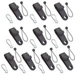 Set da appendere rapido con fibbia a clip per tenda fissa con baldacchino antivento da campeggio all'aperto, 10 Clips+10 Ropes, 10 Clips+10 Black Ropes, 10 Clips+10 Black Ropes+10 Silver Buckles, 10 Clips+10 Elastic Ropes+10 Black Buckles              ...