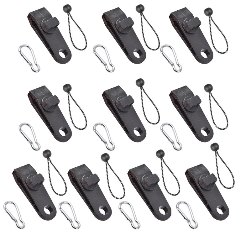 Set da appendere rapido con fibbia a clip per tenda fissa con baldacchino antivento da campeggio all'aperto, 10 Clips+10 Ropes, 10 Clips+10 Black Ropes, 10 Clips+10 Black Ropes+10 Silver Buckles, 10 Clips+10 Elastic Ropes+10 Black Buckles              ...