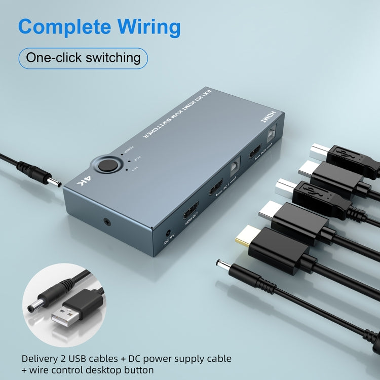 Switch KVM HDMI 2 In 1 Out 4K 60Hz USB 2.0