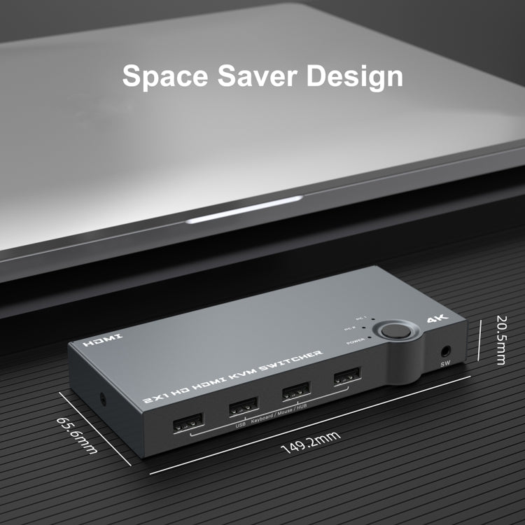 Switch KVM HDMI 2 In 1 Out 4K 60Hz USB 2.0