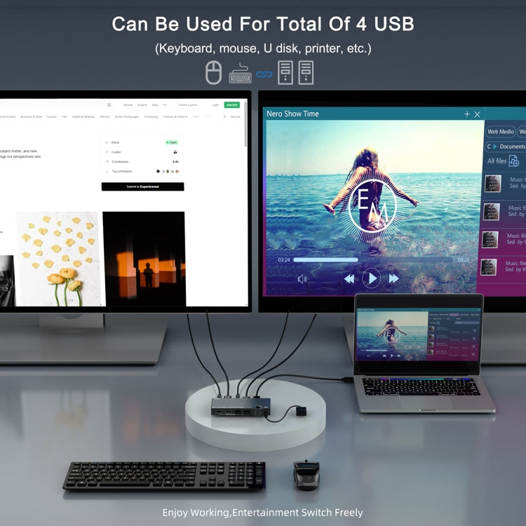 Switch KVM HDMI 2 In 1 Out 4K 60Hz USB 2.0