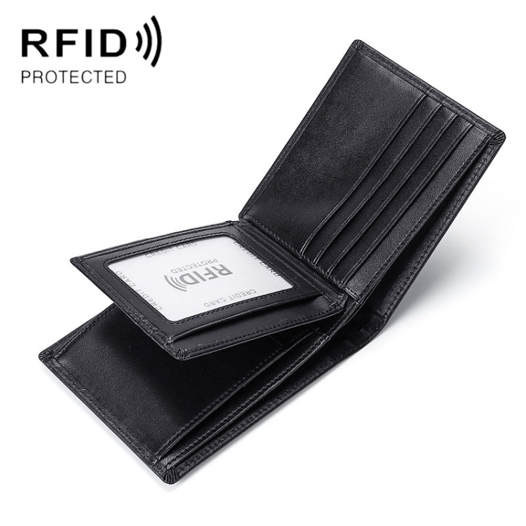 TP-215 Portafoglio corto ripiegabile in tre parti antifurto RFID in pelle, Brown, Blue, Orange, Black