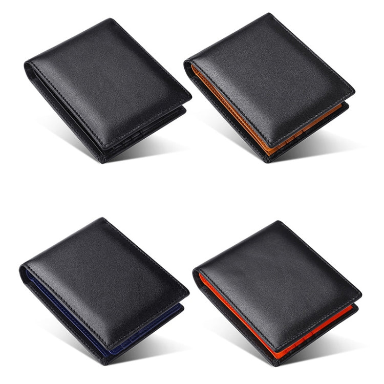 TP-215 Portafoglio corto ripiegabile in tre parti antifurto RFID in pelle, Brown, Blue, Orange, Black