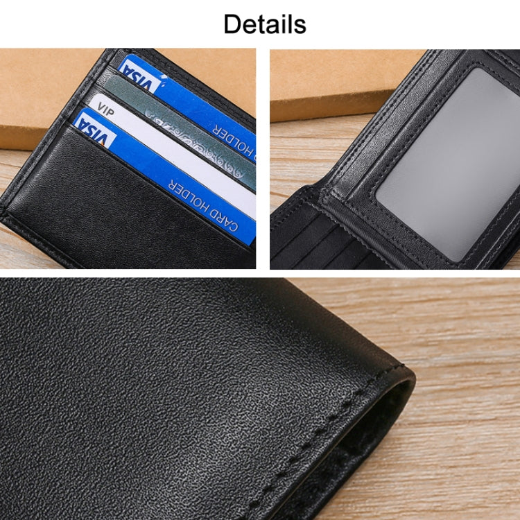 TP-215 Portafoglio corto ripiegabile in tre parti antifurto RFID in pelle, Brown, Blue, Orange, Black