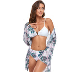 Costume da bagno donna con scialle in rete e spacco