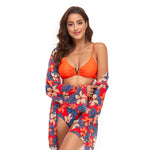 Costume da bagno donna con scialle in rete e spacco