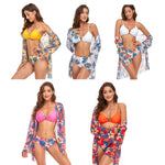 Costume da bagno donna con scialle in rete e spacco