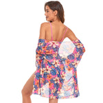 Costume da bagno donna con scialle in rete e spacco