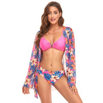 Costume da bagno donna con scialle in rete e spacco