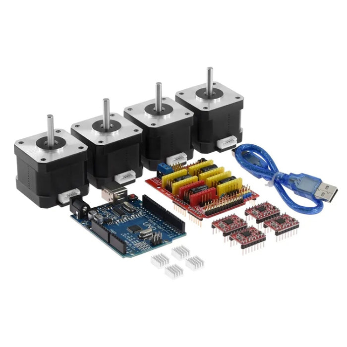 Accessori per stampanti 3D CNC V3 + UNO R3 versione migliorata + driver A4988 + motore passo-passo, Kit