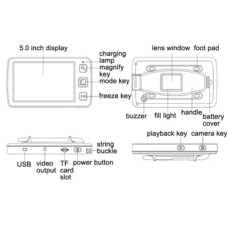 Lettore lente d'ingrandimento elettronico HD 5" portatile