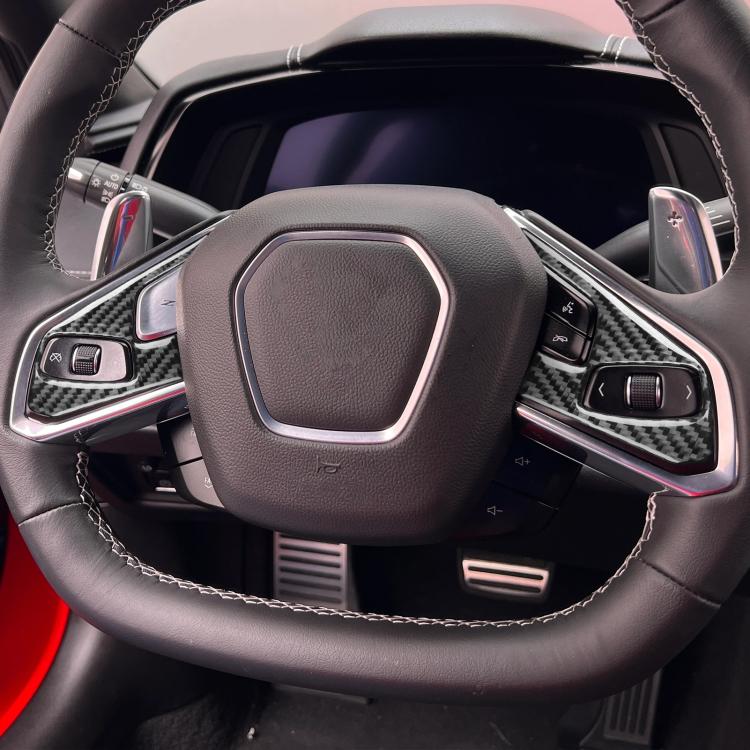 Adesivo per cornice dei pulsanti del volante per Chevrolet Corvette C8, 2 pezzi/set