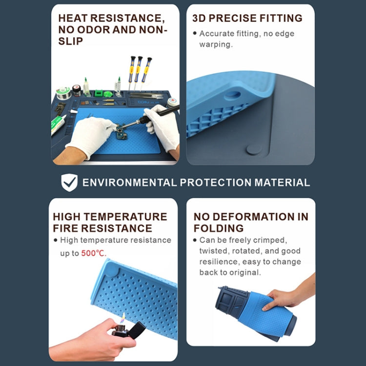 BAKU BA-695 2 in 1 TPR + Silicone Heat Resistant Insulation Mat for Phone Computer Repair, BAKU BA-695