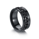Anello in acciaio al titanio con catena girevole in numeri romani da 2 pezzi, black, Steel Color, Gold