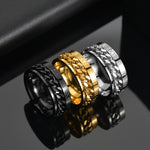 Anello in acciaio al titanio con catena girevole in numeri romani da 2 pezzi, black, Steel Color, Gold