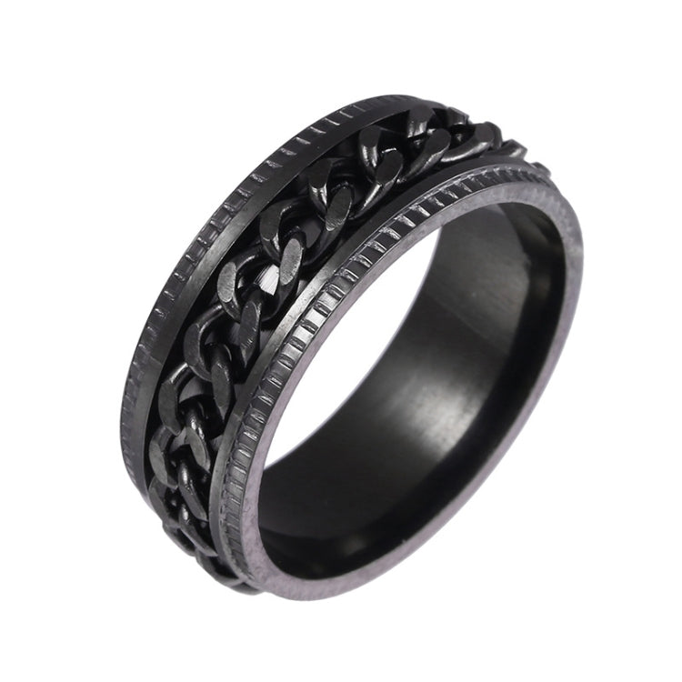 2 anelli a catena girevoli in rilievo in acciaio inossidabile da uomo, Black, Steel Color, Black Steel Color