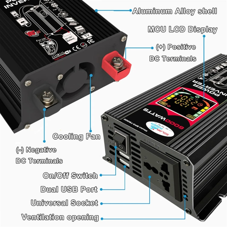 Inverter per generatore solare domestico+regolatore 30A+pannello solare 18W 12V, Black 12V To 220V, Black 12V To 110V, Yellow 12V To 220V, Yellow 12V To 110V