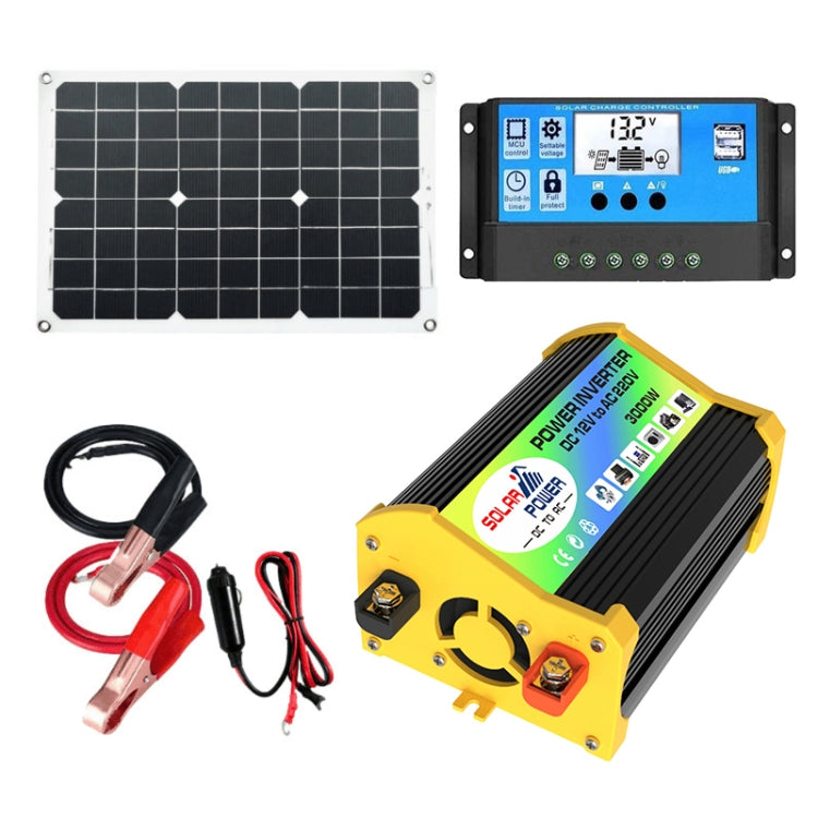 Inverter per generatore solare domestico+regolatore 30A+pannello solare 18W 12V, specifica:, Black 12V To 220V, Black 12V To 110V, Yellow 12V To 220V, Yellow 12V To 110V