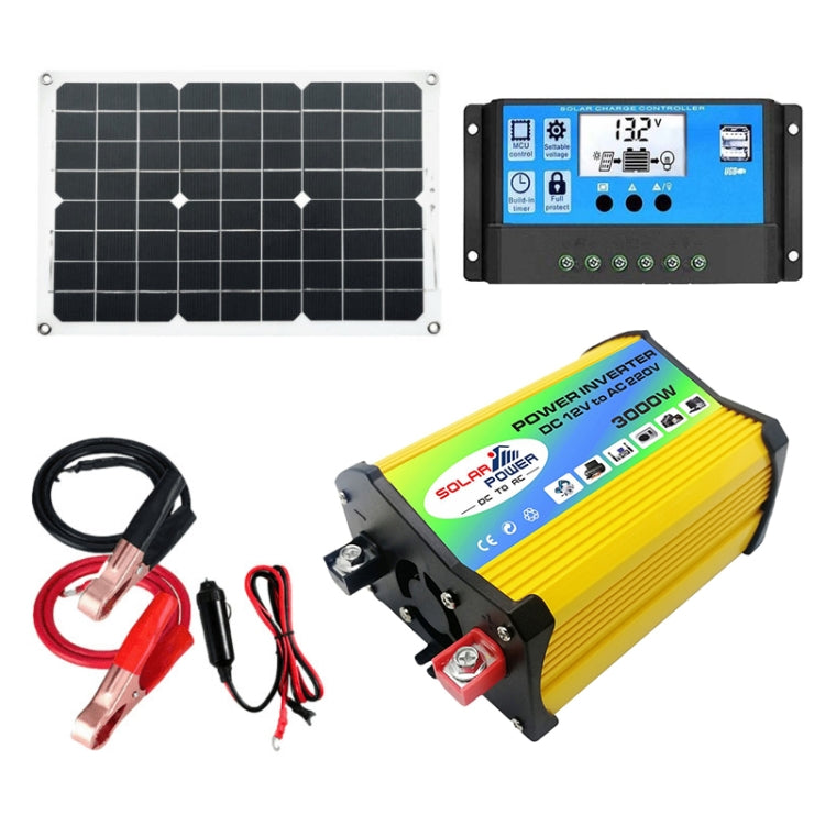 Inverter per generatore solare domestico+regolatore 30A+pannello solare 18W 12V, specifica:, Black 12V To 220V, Black 12V To 110V, Yellow 12V To 220V, Yellow 12V To 110V