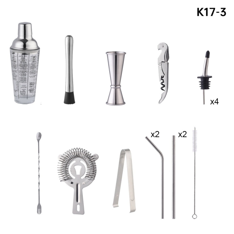 Shaker in vetro 17 in 1 da 400 ml con set shaker graduato, K17-3