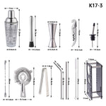 Shaker in vetro 17 in 1 da 400 ml con set shaker graduato, K17-3