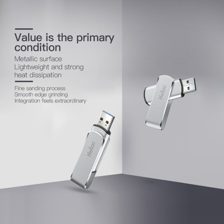 Netac U388 USB 3.0 ad alta velocità con disco rotante per computer da auto in metallo, 16GB, 32GB, 64GB, 128GB