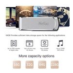 Netac U388 USB 3.0 ad alta velocità con disco rotante per computer da auto in metallo, 16GB, 32GB, 64GB, 128GB