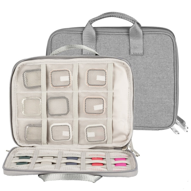 Borsa portaoggetti per cavo dati portatile con cinturino a doppio strato, Double-Layer Black, Double-Layer Grey