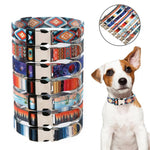 2 pezzi collare con motivo stampato in cotone poliestere stile etnico per animali domestici, dimensioni:, S: 1.5x27-43cm, M: 2.0x32-52cm, L: 2.5x38-61cm