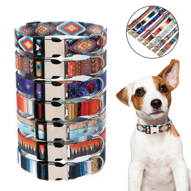 2 pezzi collare con motivo stampato in cotone poliestere stile etnico per animali domestici, dimensioni:, S: 1.5x27-43cm, M: 2.0x32-52cm, L: 2.5x38-61cm
