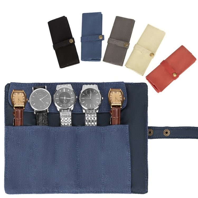 Custodia portatile per orologio e cinturino in tela di nylon, Blue, Black, Grey, Orange, Khaki