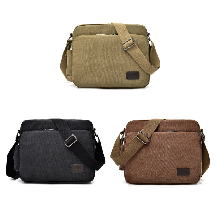Borsa a spalla singola versatile in tela vintage da uomo RuYiHuang, Khaki, Black, Brown