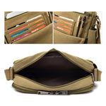 Borsa a spalla singola versatile in tela vintage da uomo RuYiHuang, Khaki, Black, Brown