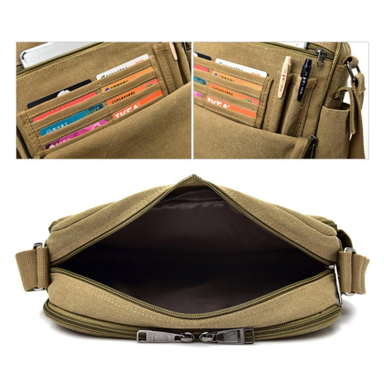 Borsa a spalla singola versatile in tela vintage da uomo RuYiHuang, Khaki, Black, Brown