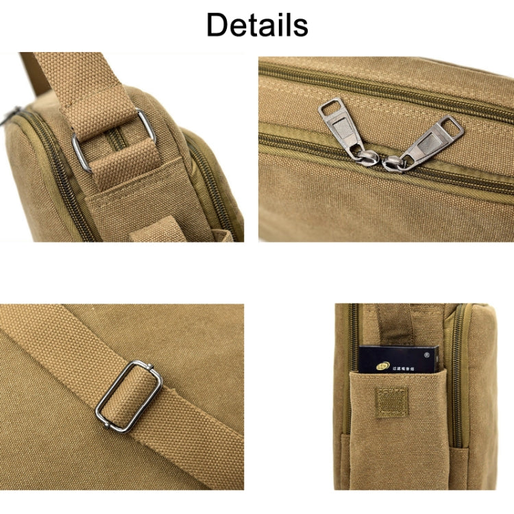 Borsa a spalla singola versatile in tela vintage da uomo RuYiHuang, Khaki, Black, Brown