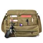 Borsa a spalla singola versatile in tela vintage da uomo RuYiHuang, Khaki, Black, Brown