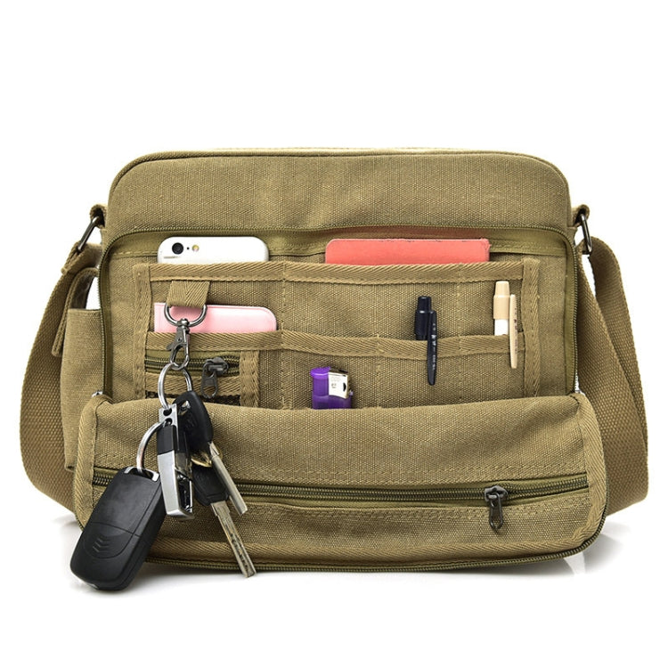 Borsa a spalla singola versatile in tela vintage da uomo RuYiHuang, Khaki, Black, Brown