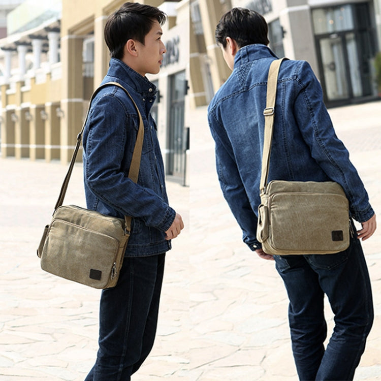 Borsa a spalla singola versatile in tela vintage da uomo RuYiHuang, Khaki, Black, Brown