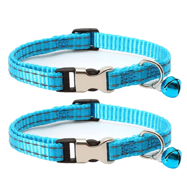 Collare per gatti in nylon riflettente notturno da 2 pezzi con campanello, No Carving Green, No Carving Sky Blue, No Carving Purple, No Carving Grass Green, No Carving Black, No Carving Rose Red