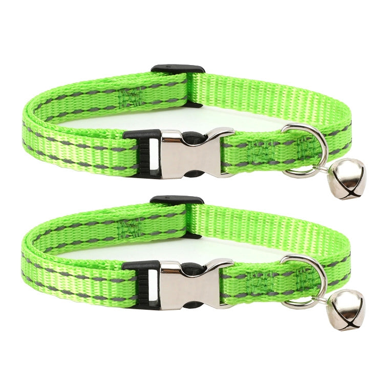 Collare per gatti in nylon riflettente notturno da 2 pezzi con campanello, No Carving Green, No Carving Sky Blue, No Carving Purple, No Carving Grass Green, No Carving Black, No Carving Rose Red